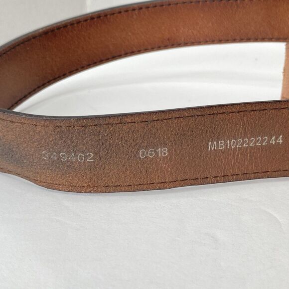 Fossil 'Griffin' Brown Genuine Leather Belt Silver Buckle Mens size 44 - Picture 8 of 9